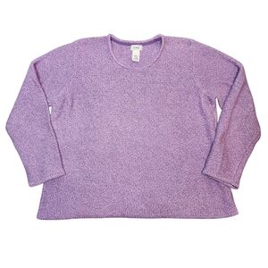 Vintage‎ Y2K LL Bean Cotton Woven Knit Slouchy Sweater Soft Cozy Purple Heavy XL